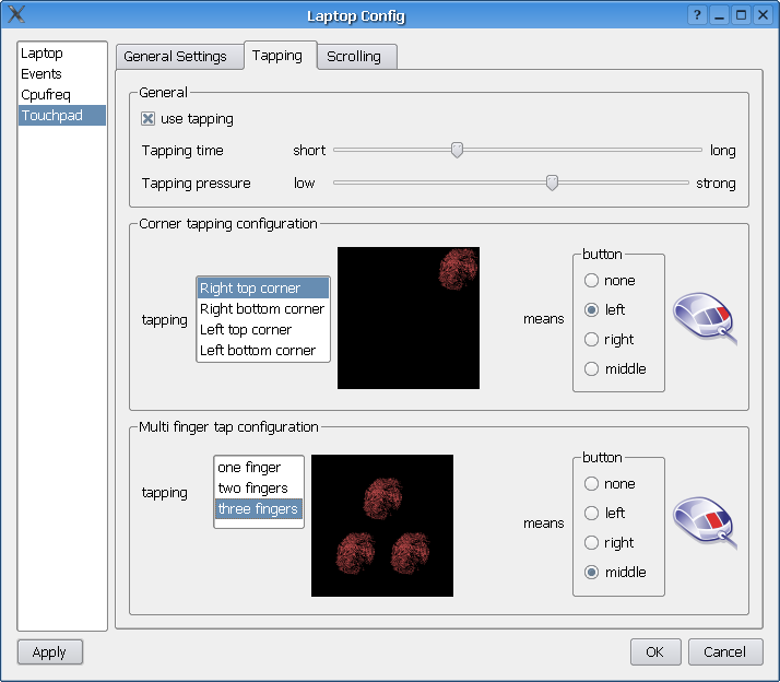 touchpad tap settings