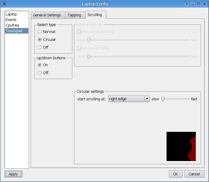 touchpad scrolling settings